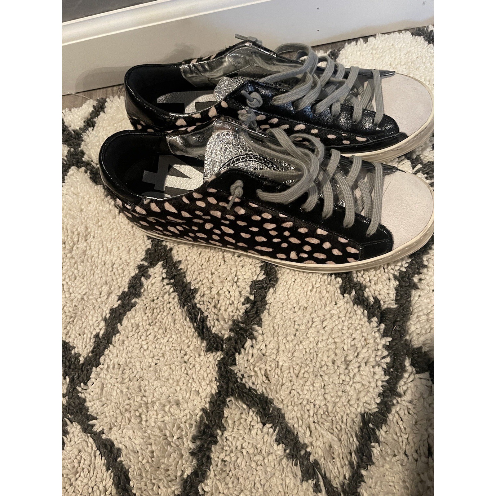 P448 John Sneakers Spotted Calf Hair W Silver Accent Size 41